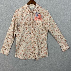 Ariat Fitted Button Up Pearl Snap Shirt Womens XL Colorful Floral Embroidered